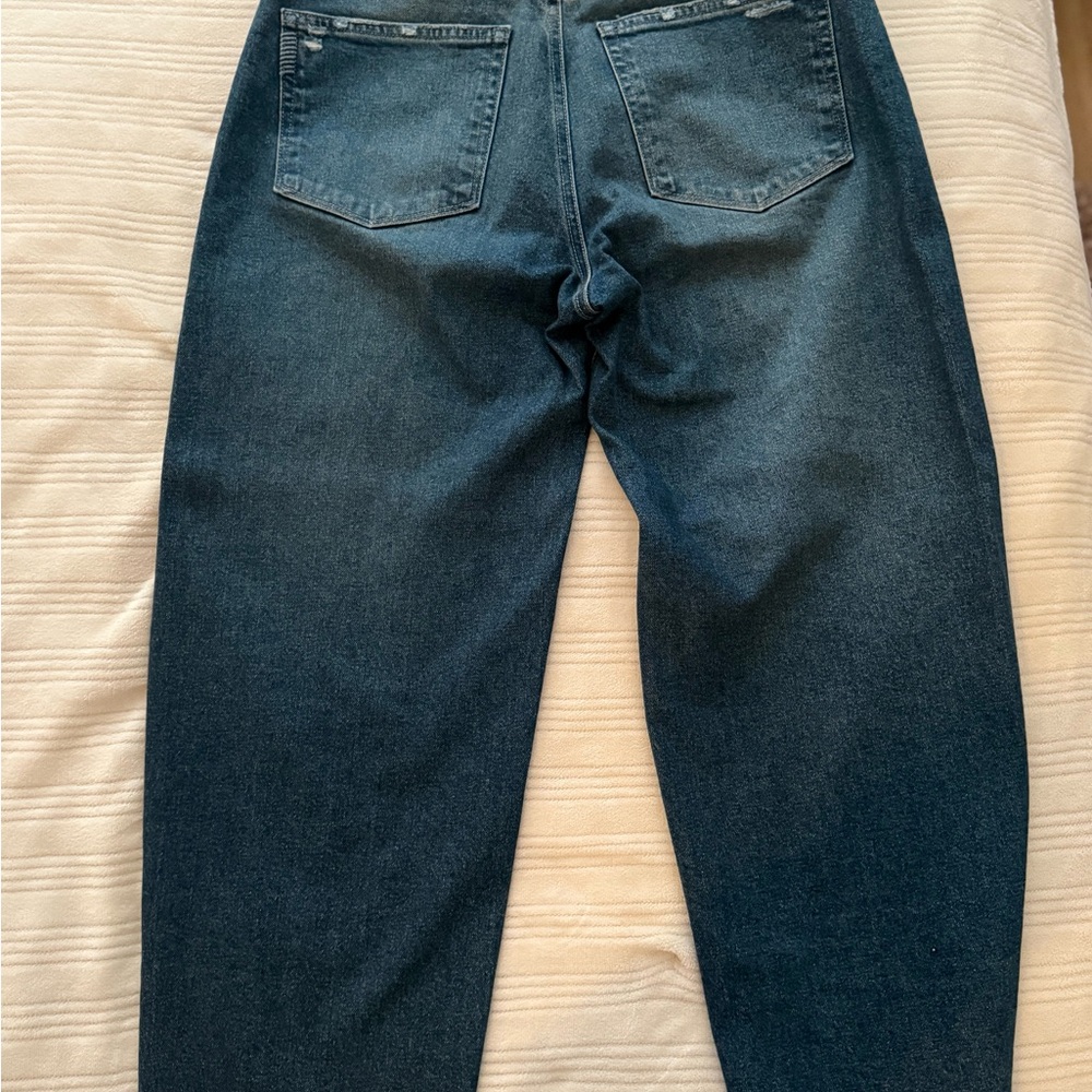 PAIGE Women's Arellia Barrel Leg Dark Blue Jeans